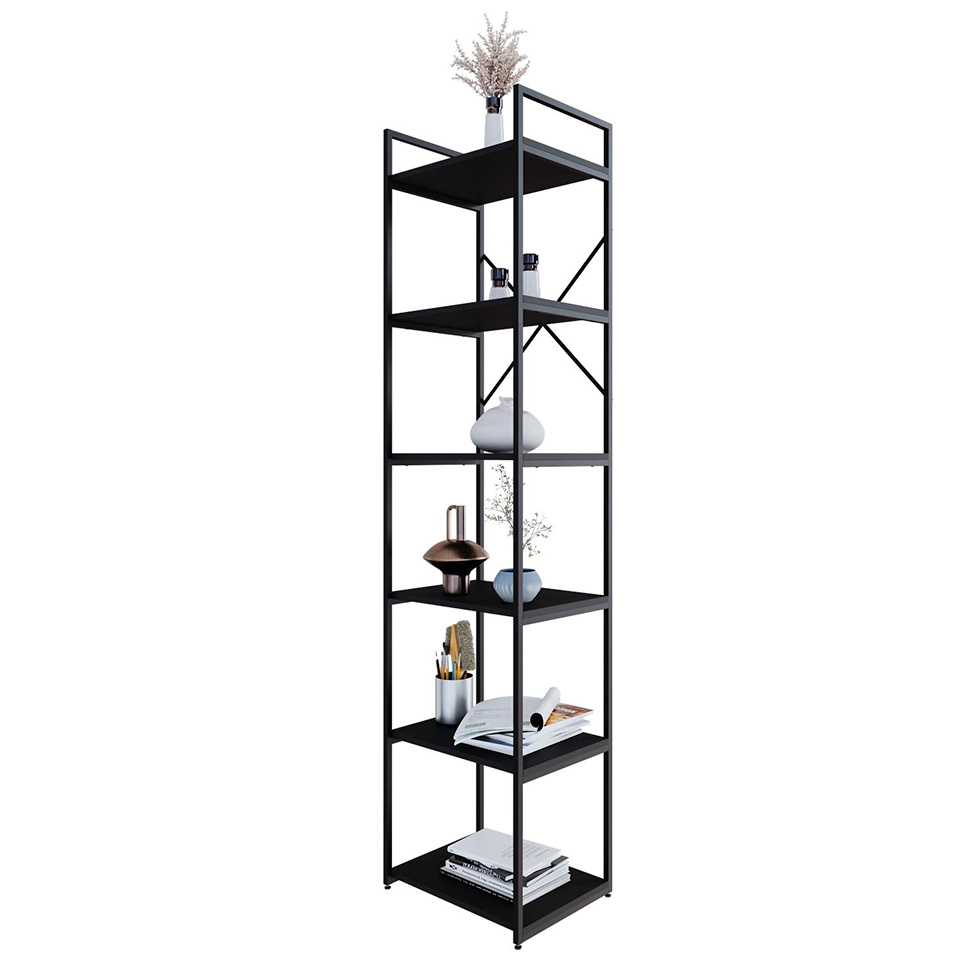 Estante com 6 Prateleiras Brooklyn Preta 45 cm