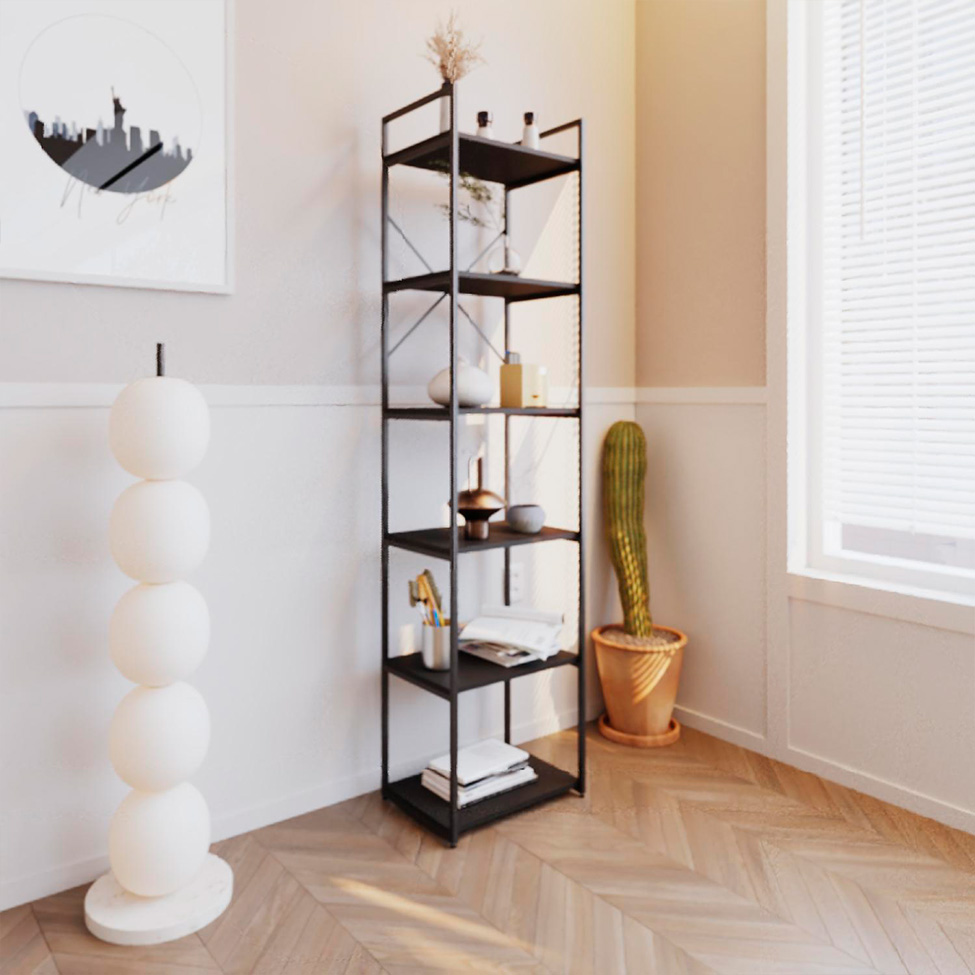 Estante com 6 Prateleiras Brooklyn Preta 45 cm