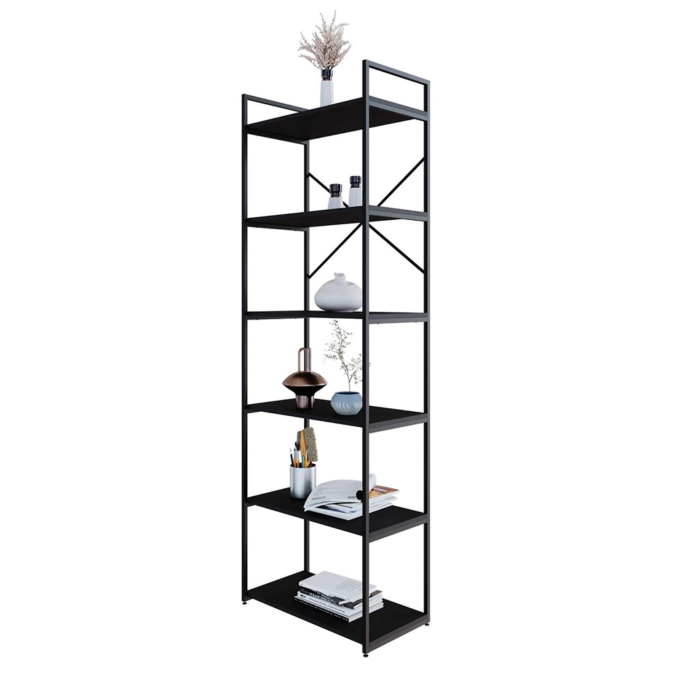 Estante com 6 Prateleiras Brooklyn Preta 60 cm