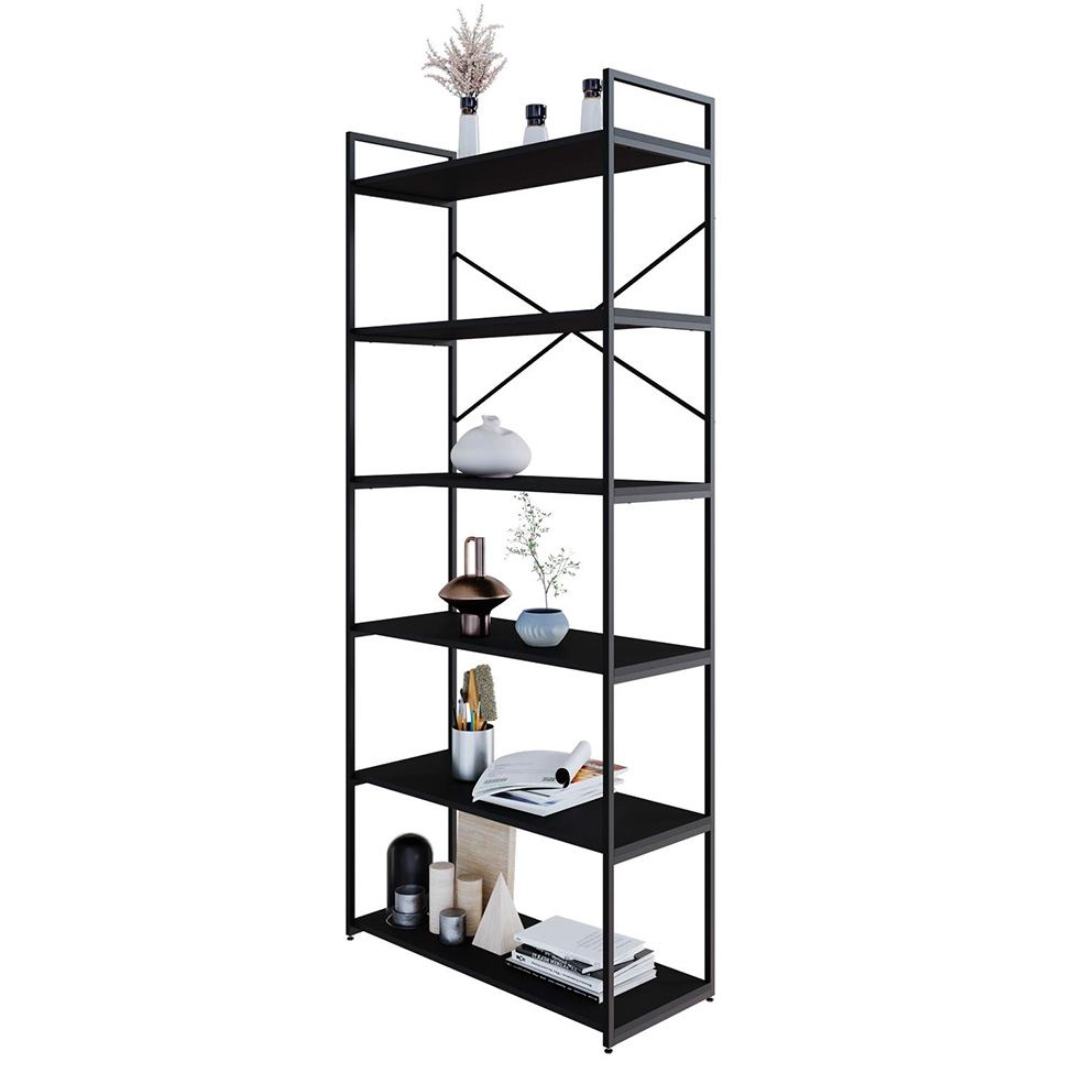 Estante com 6 Prateleiras Brooklyn Preta 80 cm