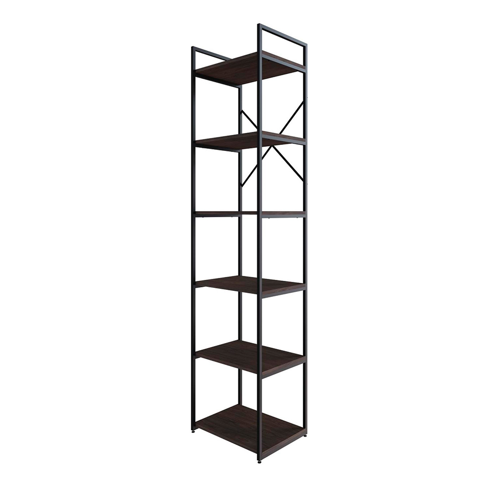Estante com 6 Prateleiras Brooklyn Terracota e Preta 45 cm