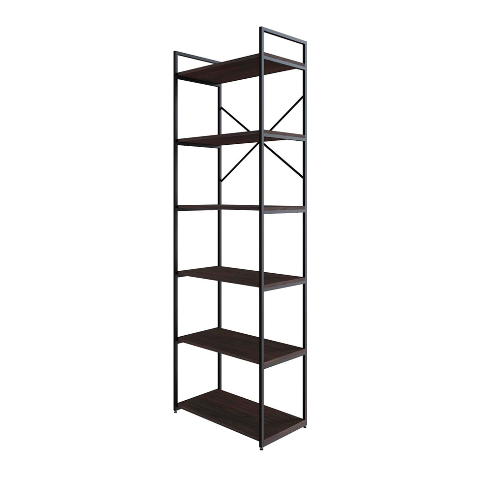 Estante com 6 Prateleiras Brooklyn Terracota e Preta 60 cm