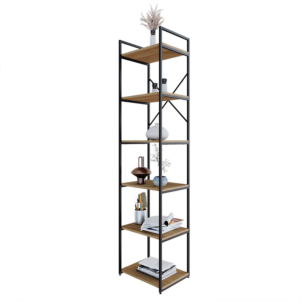 Estante com 6 Prateleiras Brooklyn Vermont e Preta 45 cm