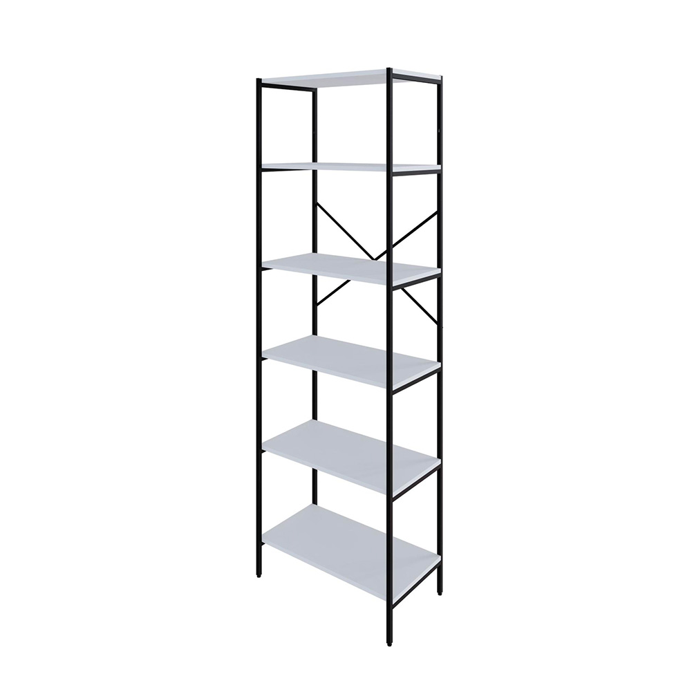 Estante com 6 Prateleiras Tub Branca e Preta 60 cm