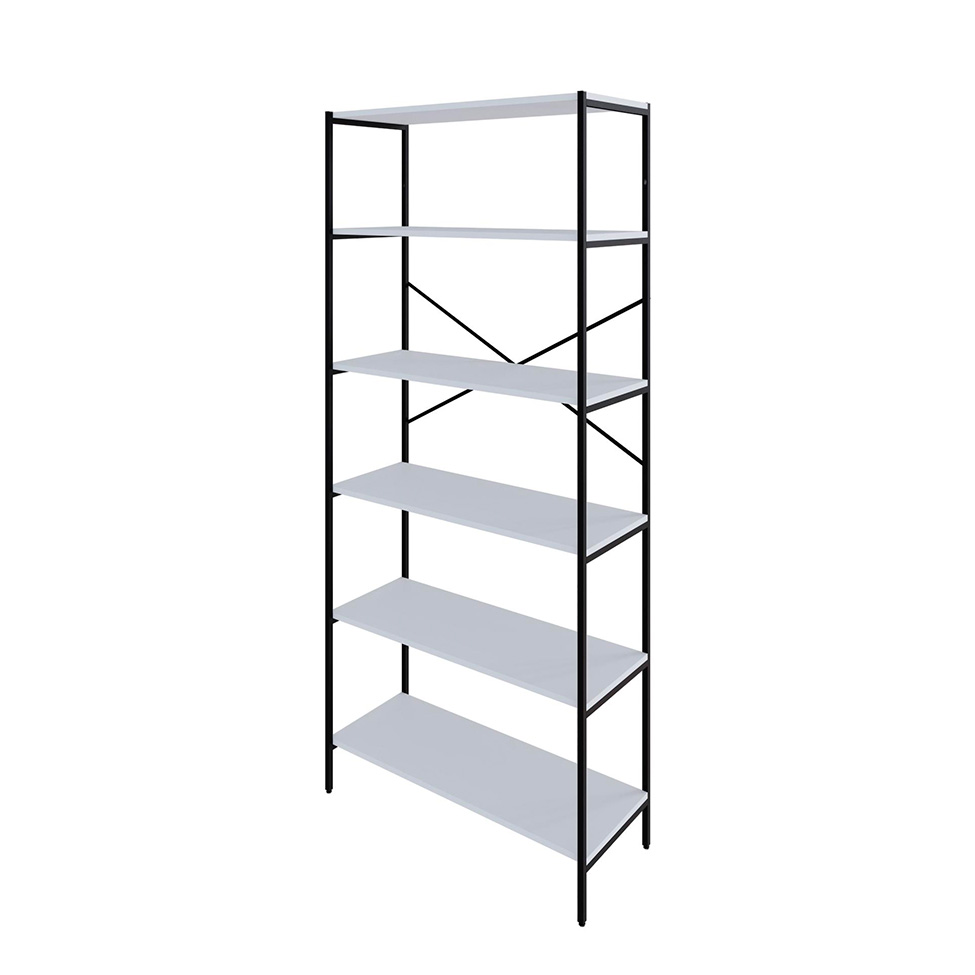 Estante com 6 Prateleiras Tub Branca e Preta 80 cm