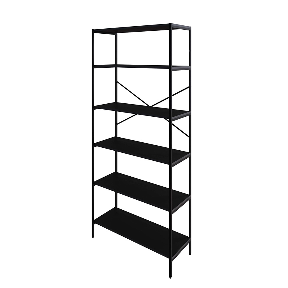 Estante com 6 Prateleiras Tub Preta 80 cm