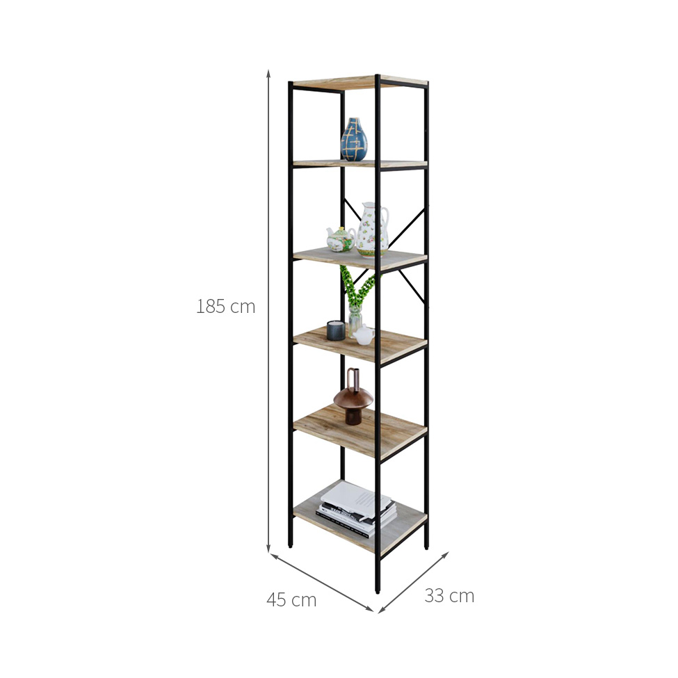 Estante com 6 Prateleiras Tub Snow e Preta 45 cm