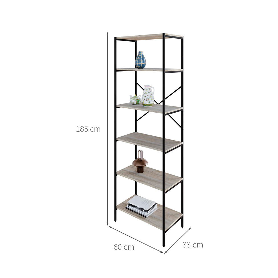 Estante com 6 Prateleiras Tub Snow e Preta 60 cm