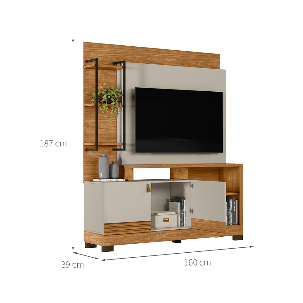 Estante para Home Theater e TV até 50 Polegadas Alagoas Nature e Off White