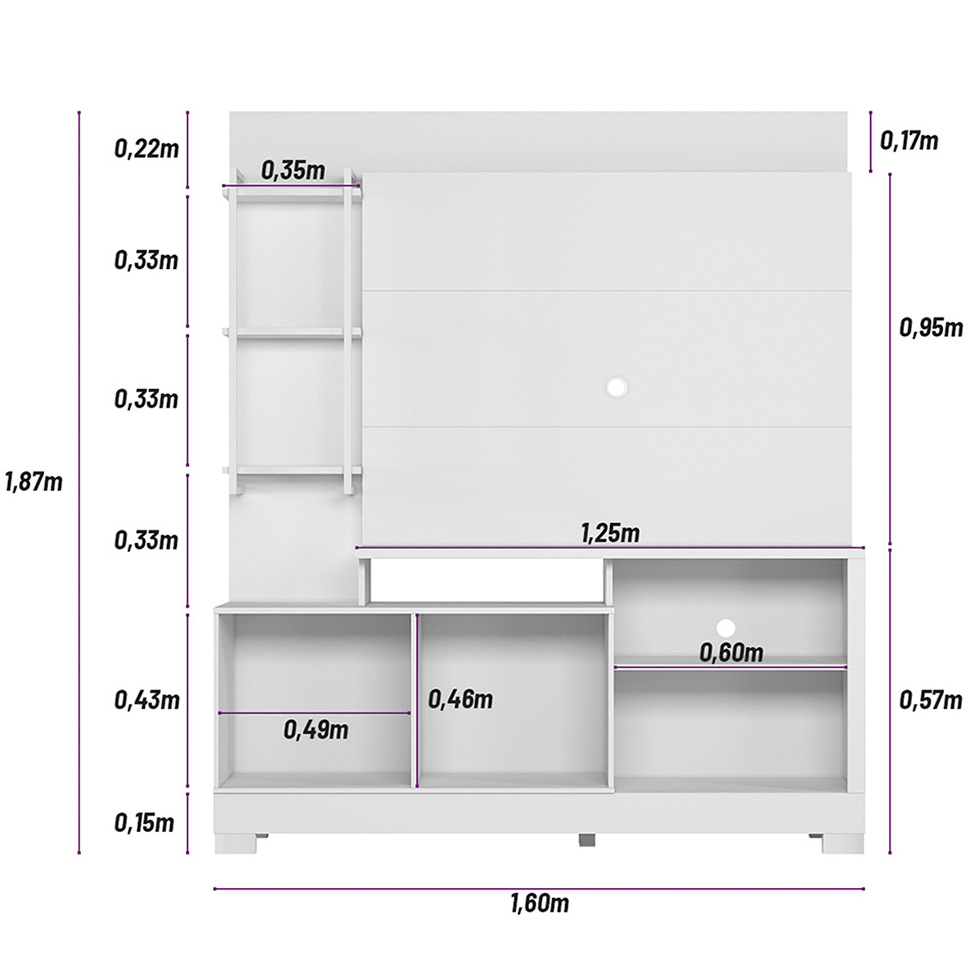 Estante para Home Theater e TV até 50 Polegadas Alagoas Nature e Off White
