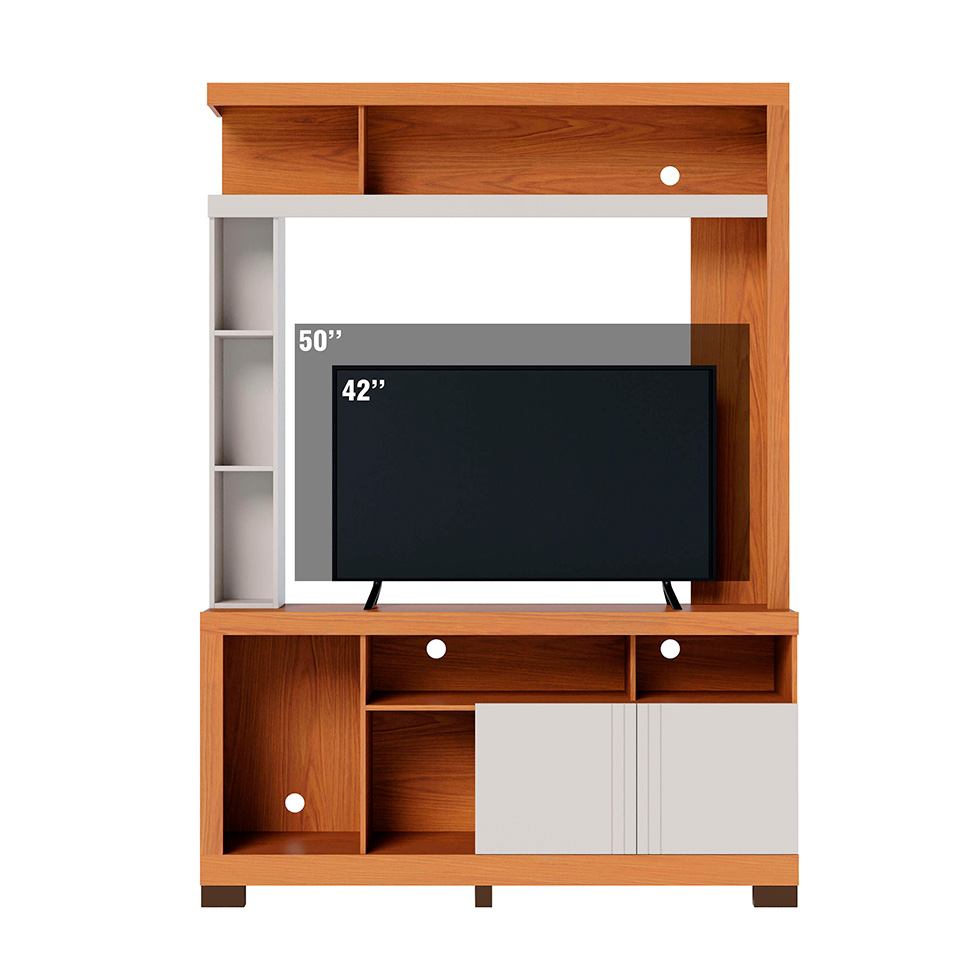 Estante para Home Theater e TV até 50 Polegadas Elba 2 Portas Freijó e Off White