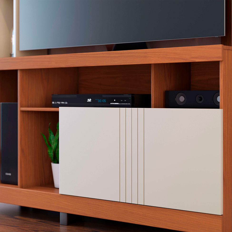 Estante para Home Theater e TV até 50 Polegadas Elba 2 Portas Freijó e Off White