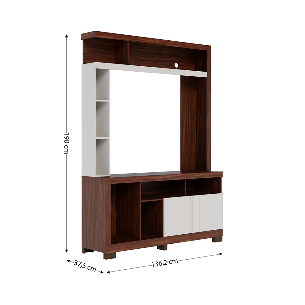 Estante para Home Theater e TV até 50 Polegadas Elba 2 Portas Nogueira e Off White