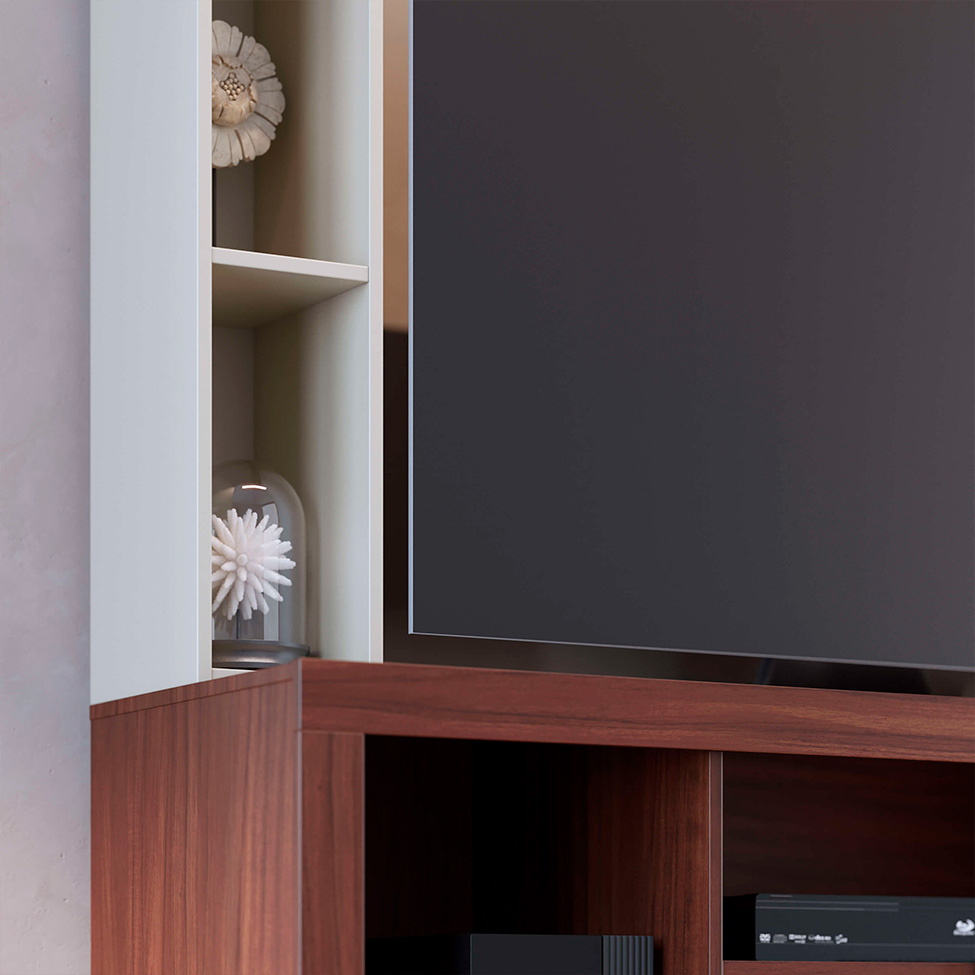 Estante para Home Theater e TV até 50 Polegadas Elba 2 Portas Nogueira e Off White