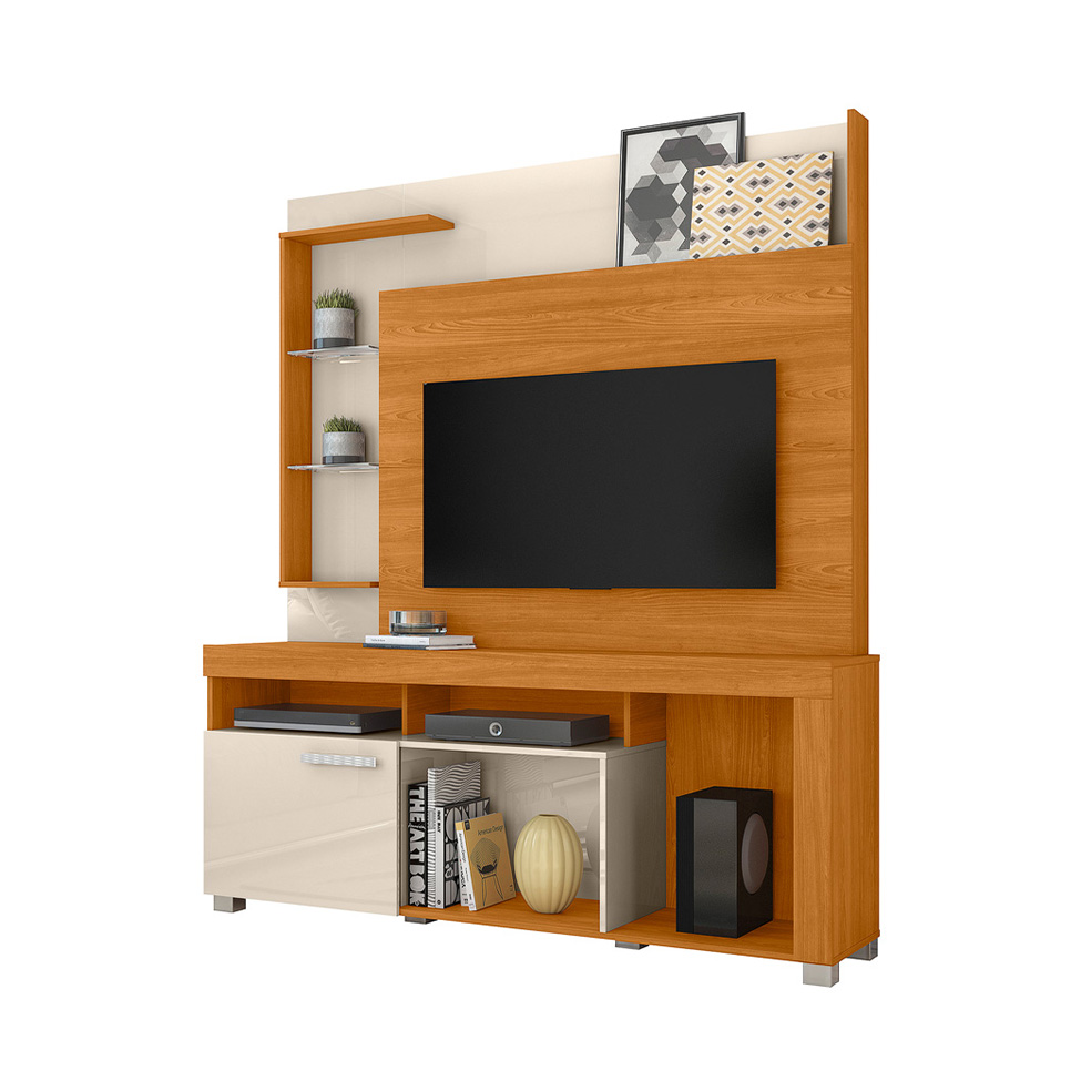 Estante para Home Theater e TV até 50 Polegadas Icaro Cinamomo e Off White