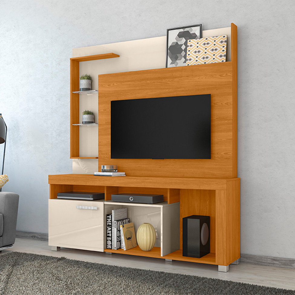 Estante para Home Theater e TV até 50 Polegadas Icaro Cinamomo e Off White