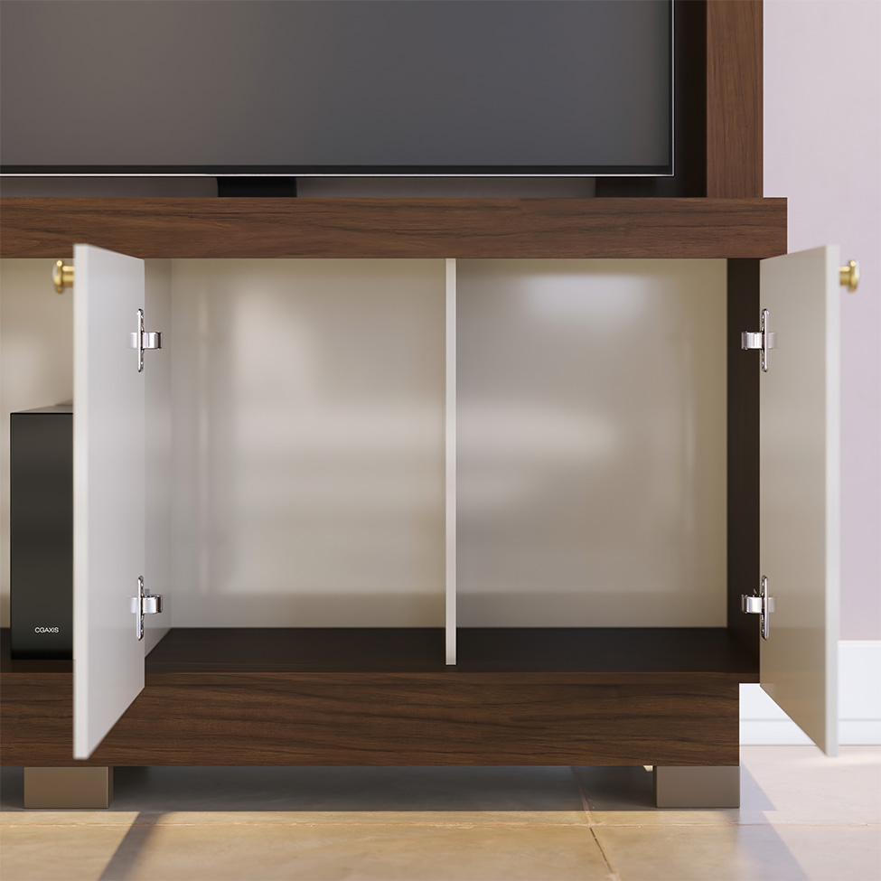 Estante para Home Theater e TV até 50 Polegadas Valença 2 PT Nogueira e Off White