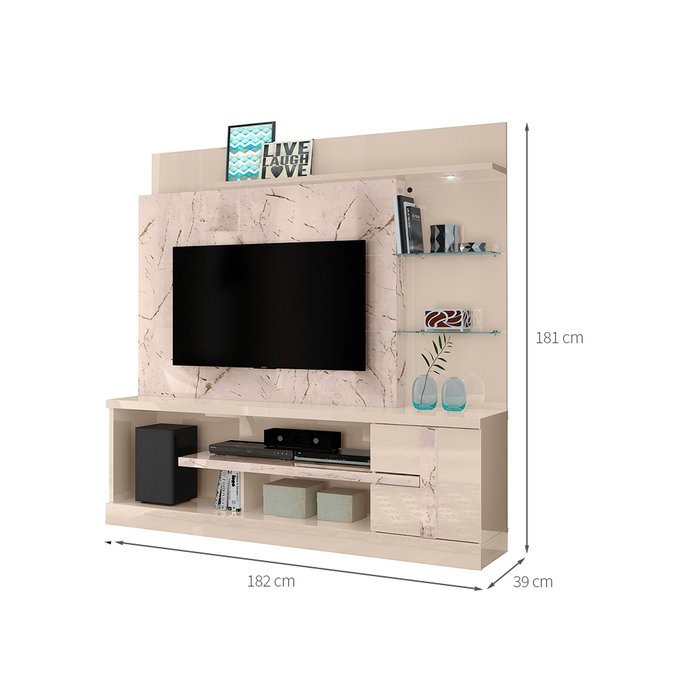 Estante para Home Theater e TV até 55 Polegadas Alan Calacata e Off White