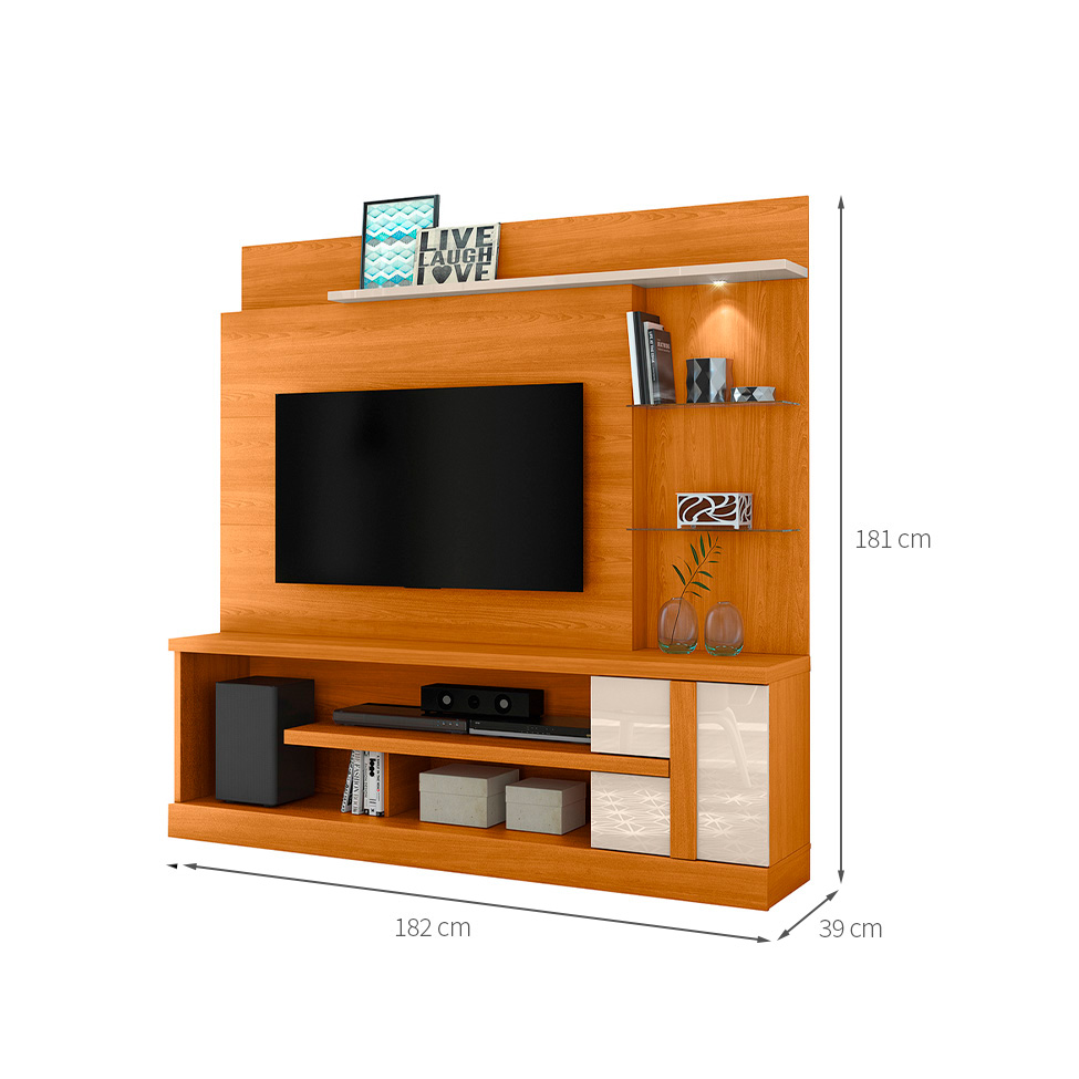 Estante para Home Theater e TV até 55 Polegadas Alan Cinamomo e Off White