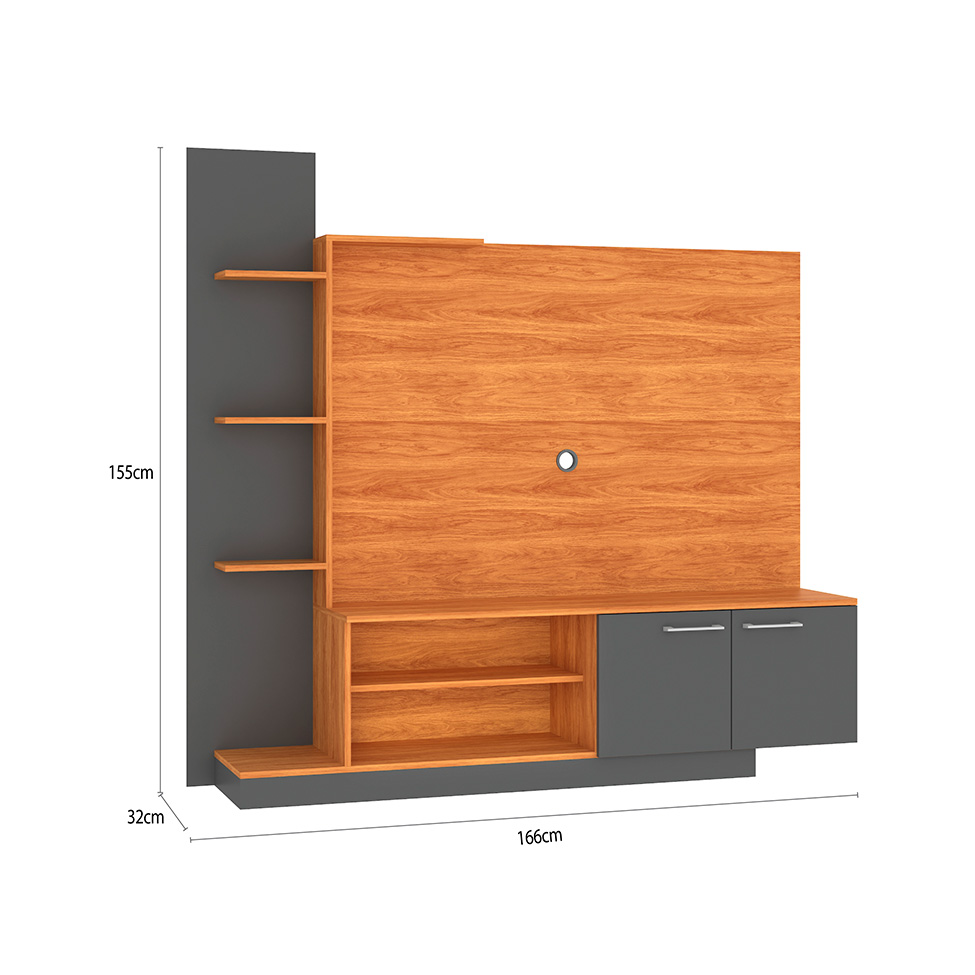 Estante para Home Theater e TV até 55 Polegadas Havana 2 PT Cinamomo e Grafite