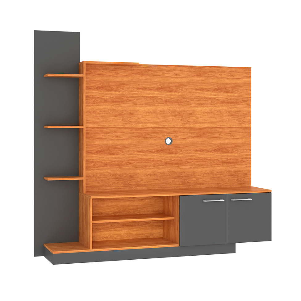 Estante para Home Theater e TV até 55 Polegadas Havana 2 PT Cinamomo e Grafite