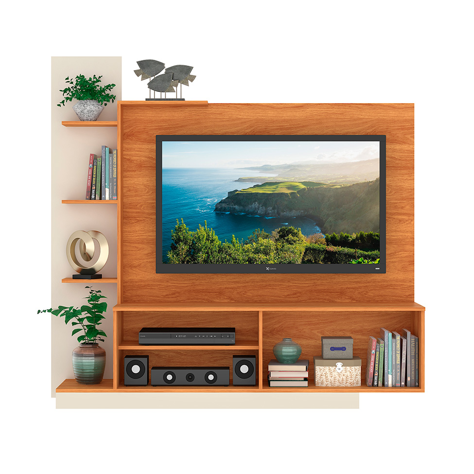 Estante para Home Theater e TV até 55 Polegadas Havana 2 PT Cinamomo e Off White