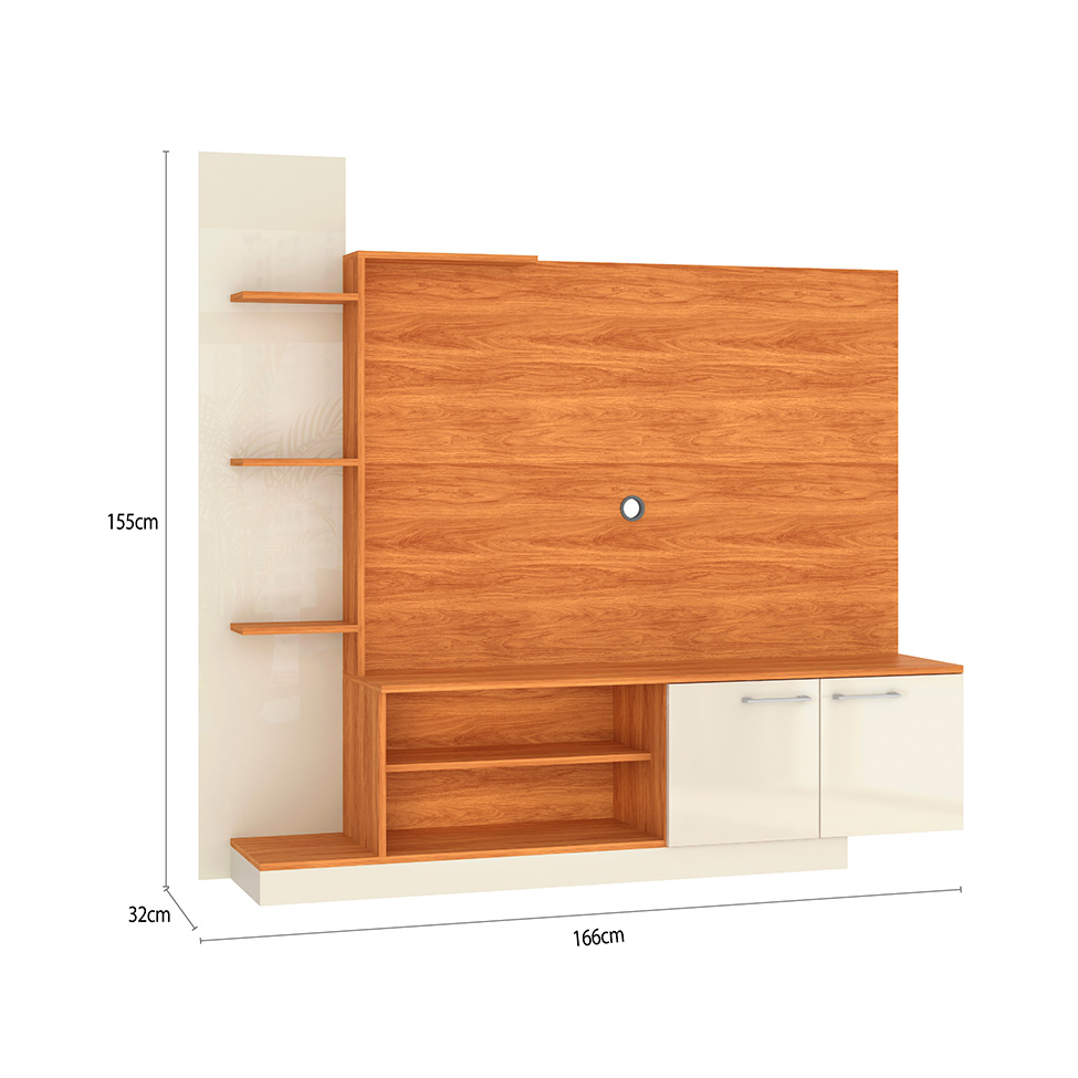 Estante para Home Theater e TV até 55 Polegadas Havana 2 PT Cinamomo e Off White