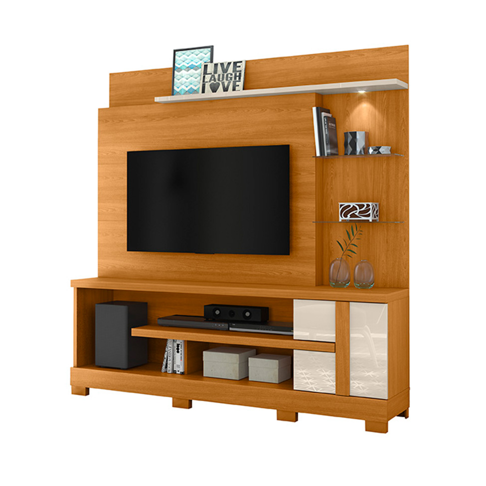 Estante para Home Theater e TV até 55 Polegadas com Pés Alan Cinamomo e Off White