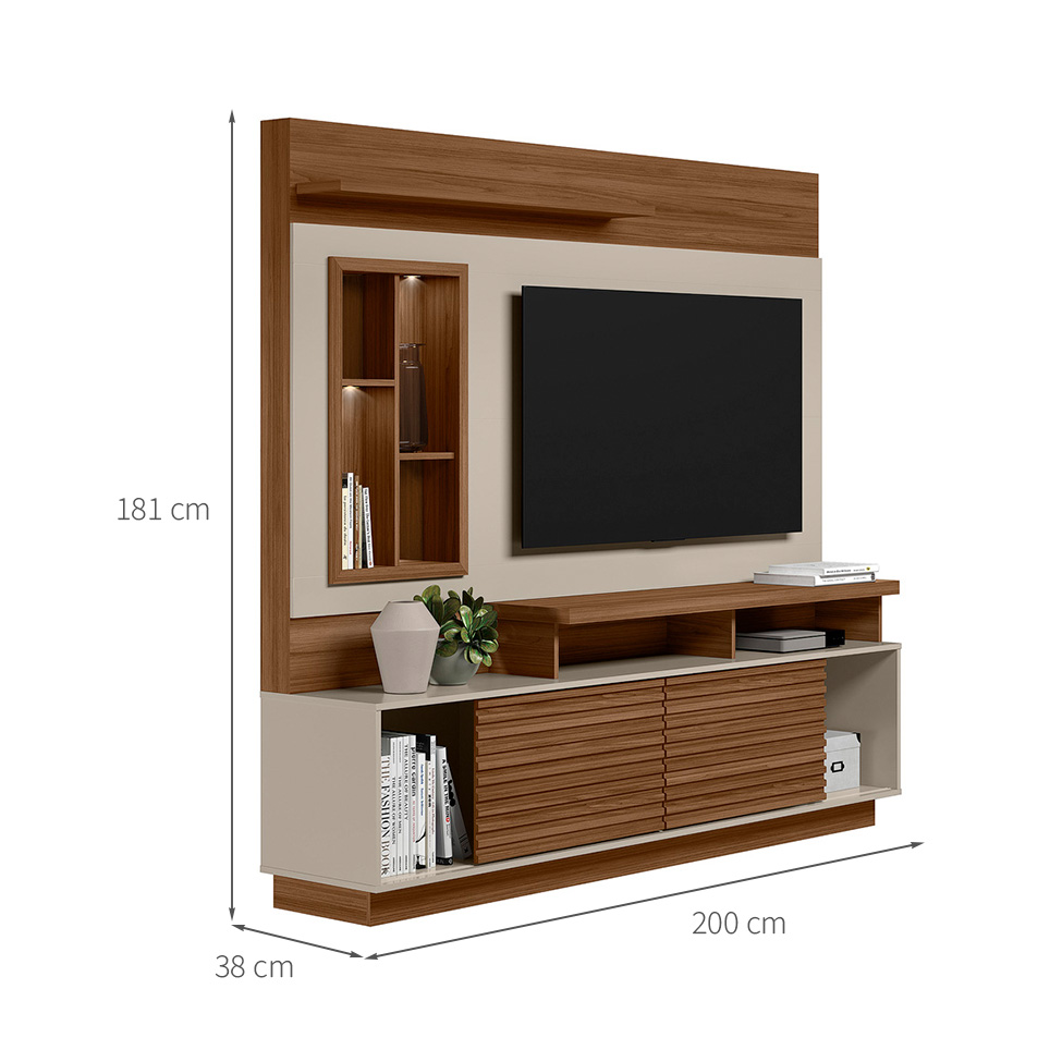Estante para Home Theater e TV até 60 Polegadas Eldorado 2 PT Jatobá e Off White