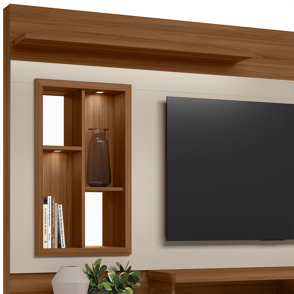 Estante para Home Theater e TV até 60 Polegadas Eldorado 2 PT Jatobá e Off White