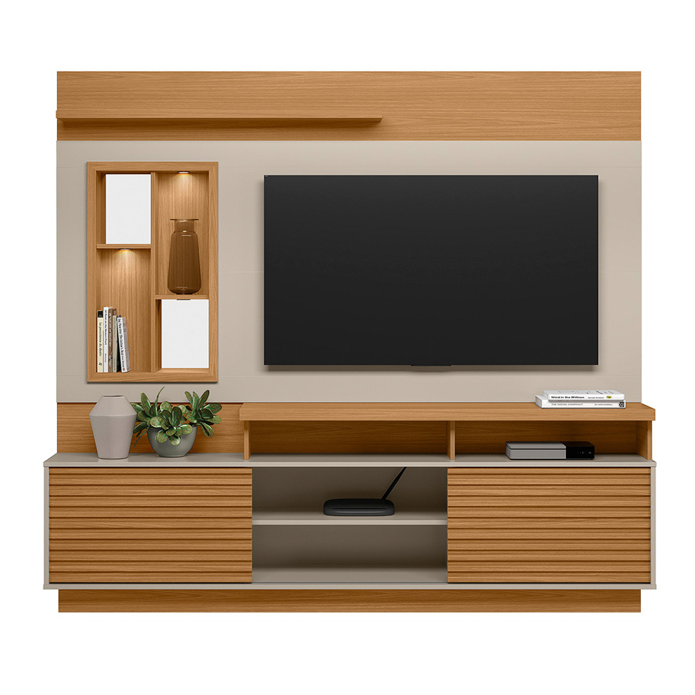 Estante para Home Theater e TV até 60 Polegadas Eldorado Nature e Off White