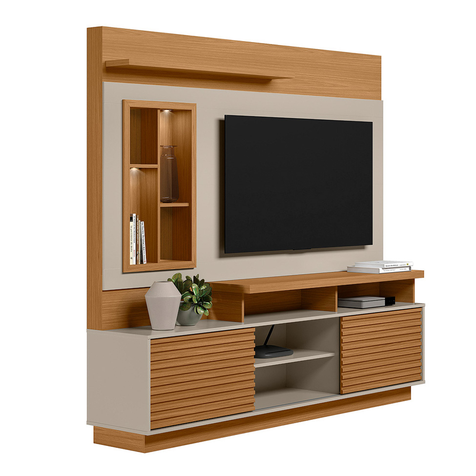 Estante para Home Theater e TV até 60 Polegadas Eldorado Nature e Off White