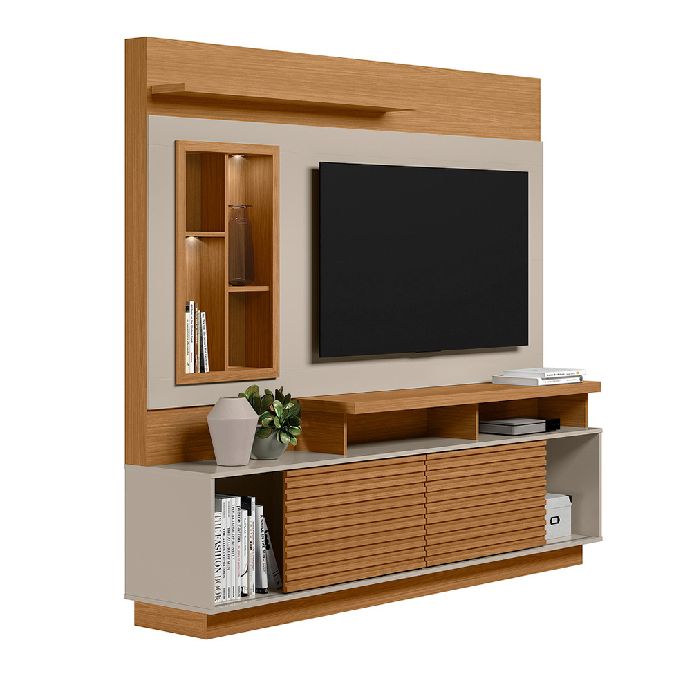 Estante para Home Theater e TV até 60 Polegadas Eldorado Nature e Off White