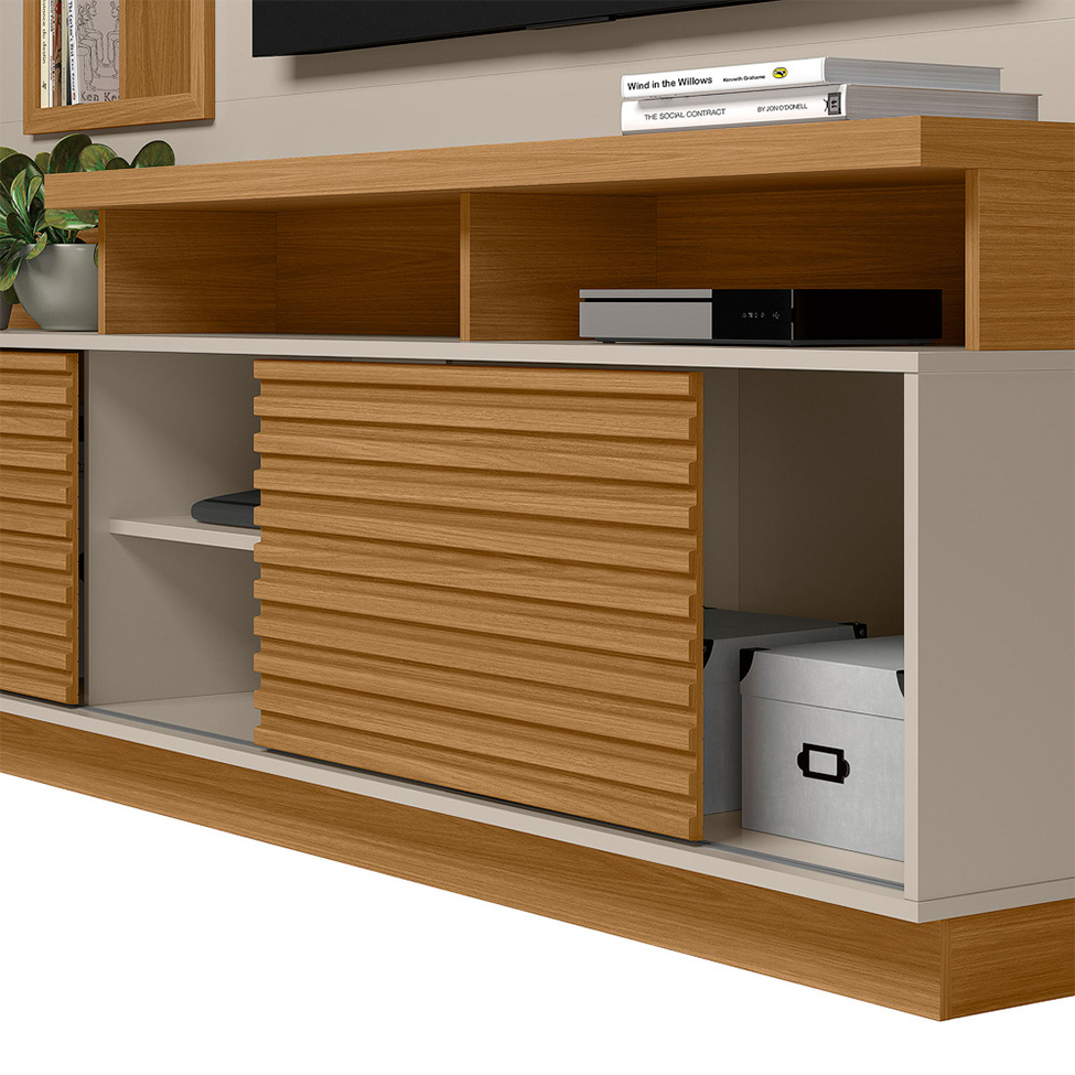 Estante para Home Theater e TV até 60 Polegadas Eldorado Nature e Off White