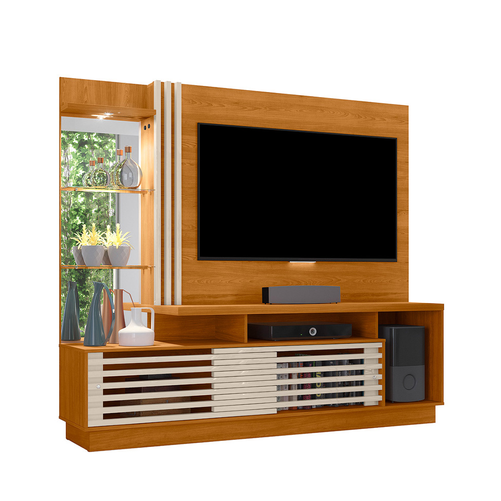 Estante para Home Theater e TV até 60 Polegadas Frizz Cinamomo e Off White