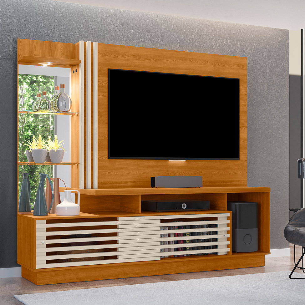 Estante para Home Theater e TV até 60 Polegadas Frizz Cinamomo e Off White