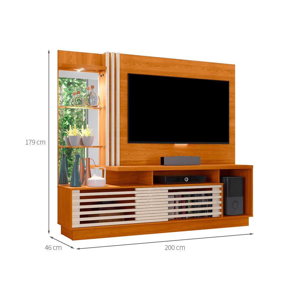 Estante para Home Theater e TV até 60 Polegadas Frizz Cinamomo e Off White