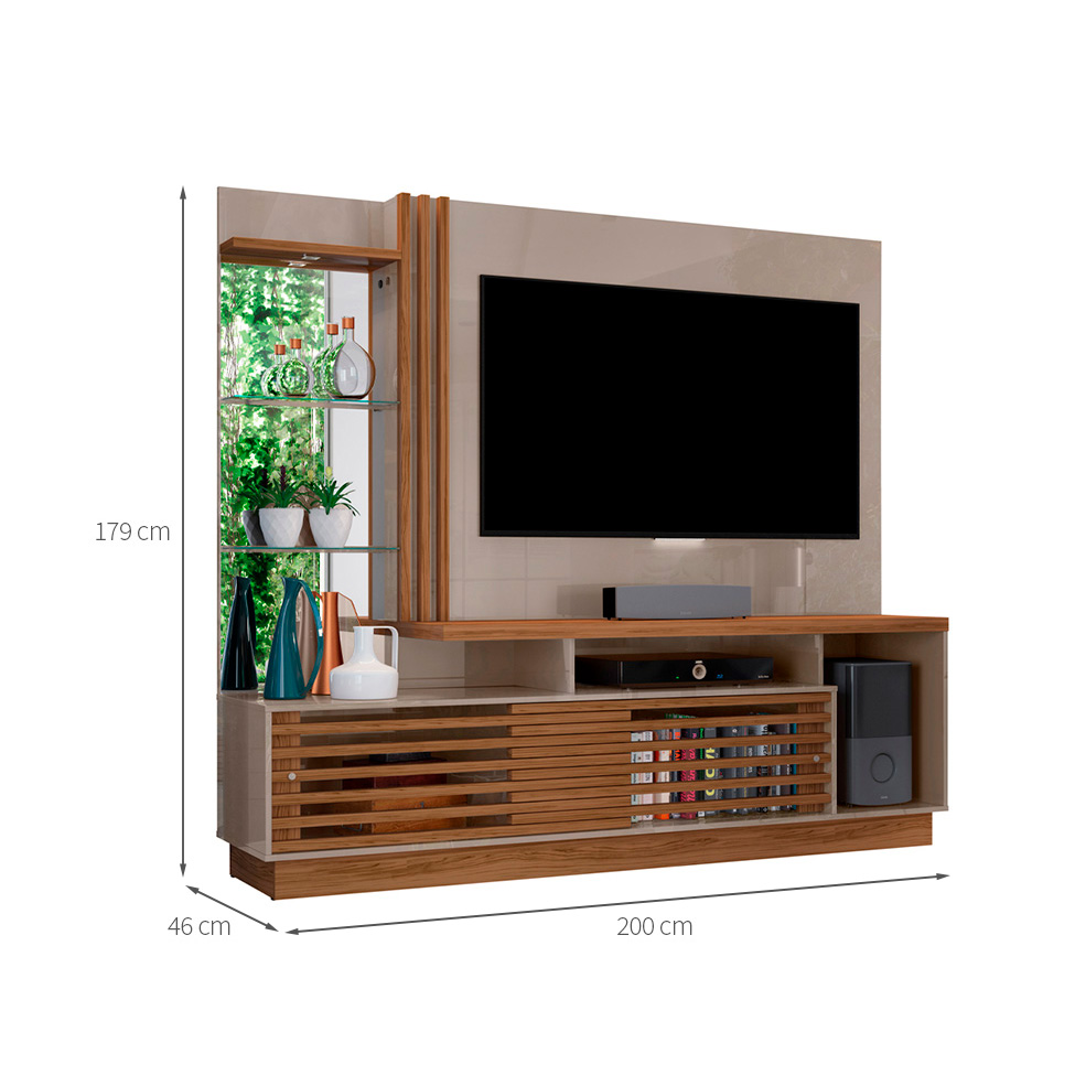 Estante para Home Theater e TV até 60 Polegadas Frizz Fendi e Naturale