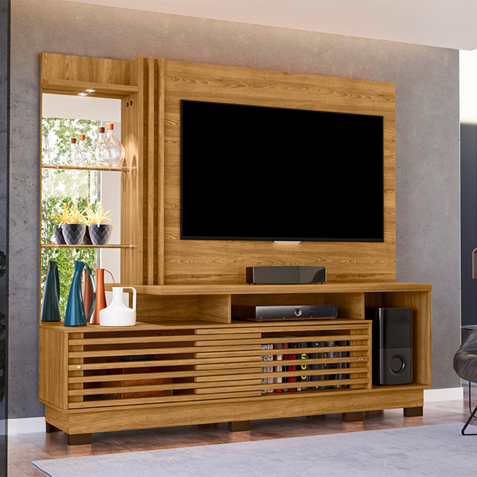 Estante para Home Theater e TV até 60 Polegadas com Pés Frizz Cumaru