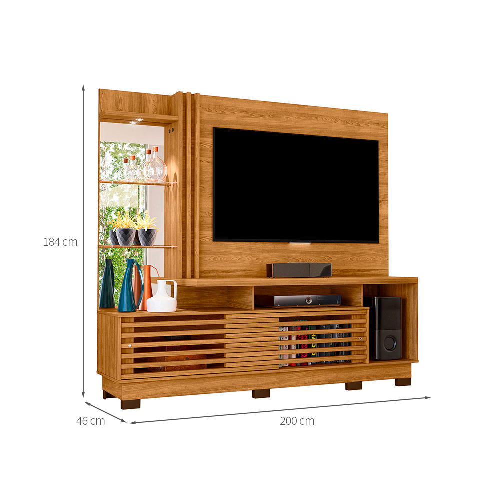 Estante para Home Theater e TV até 60 Polegadas com Pés Frizz Cumaru