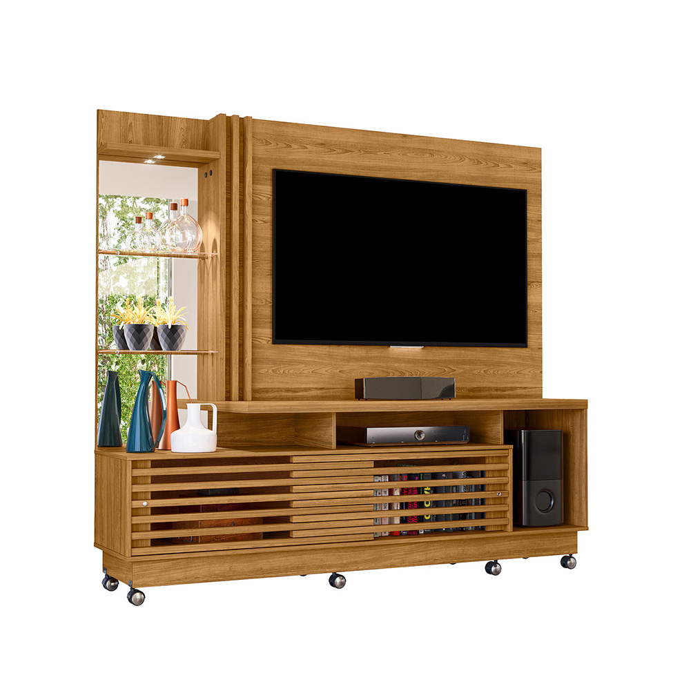 Estante para Home Theater e TV até 60 Polegadas com Rodízios Frizz Cumaru