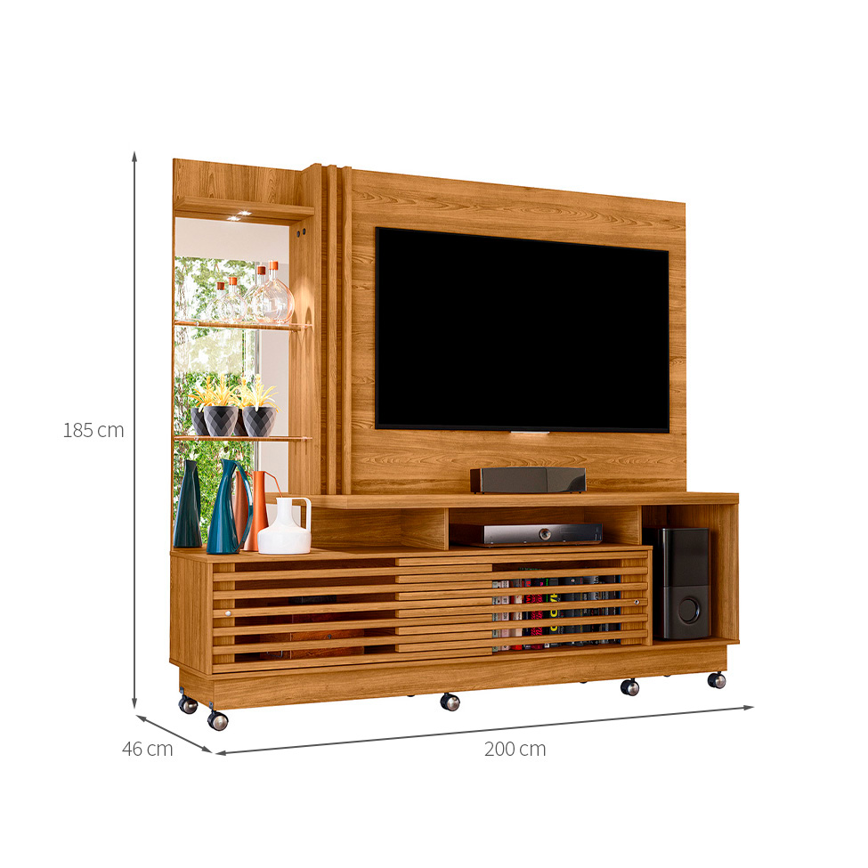 Estante para Home Theater e TV até 60 Polegadas com Rodízios Frizz Cumaru