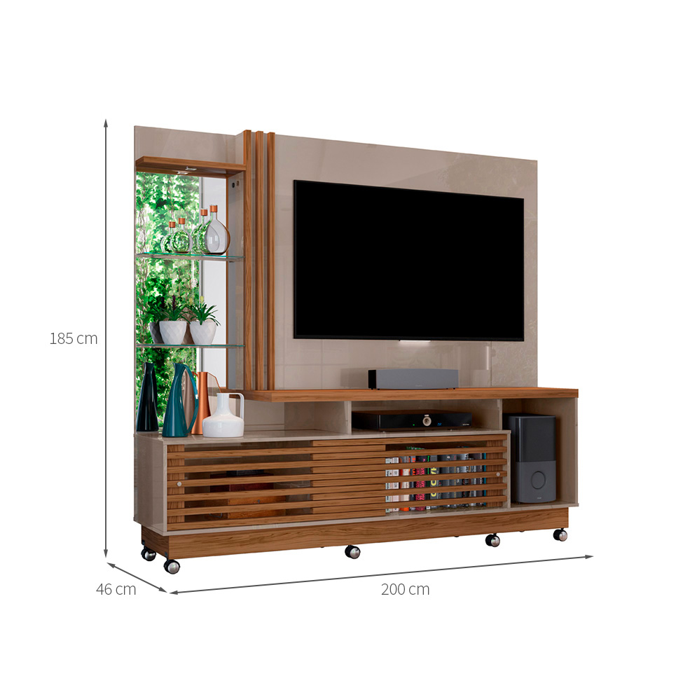 Estante para Home Theater e TV até 60 Polegadas com Rodízios Frizz Fendi e Naturale