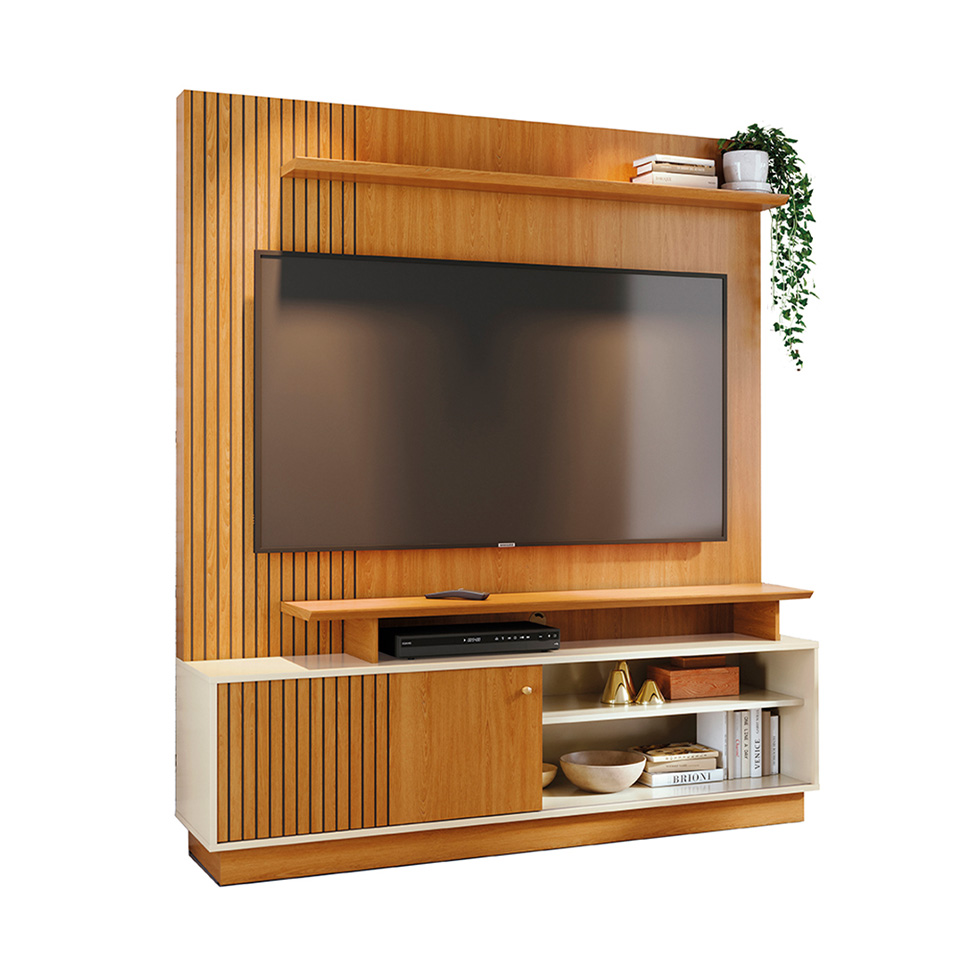 Estante para Home Theater e TV até 65 Polegadas Ares Cinamomo e Off White