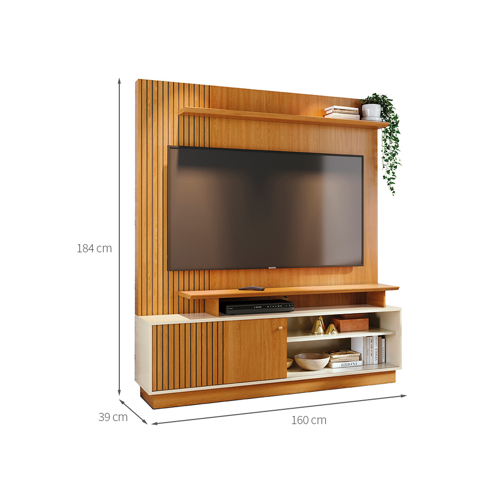 Estante para Home Theater e TV até 65 Polegadas Ares Cinamomo e Off White