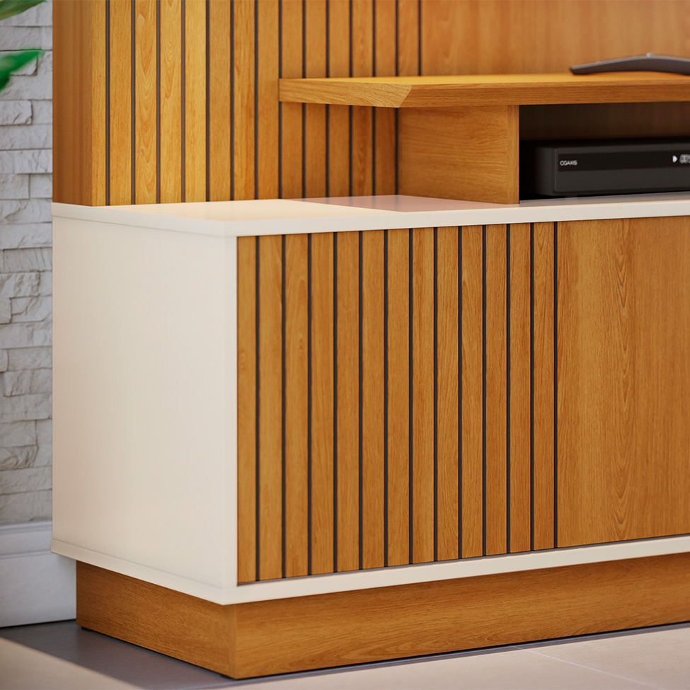 Estante para Home Theater e TV até 65 Polegadas Ares Cinamomo e Off White