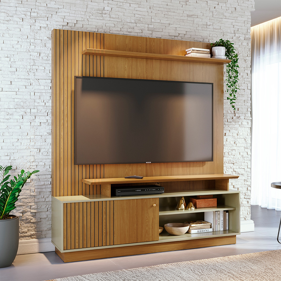 Estante para Home Theater e TV até 65 Polegadas Ares Cumaru e Opala