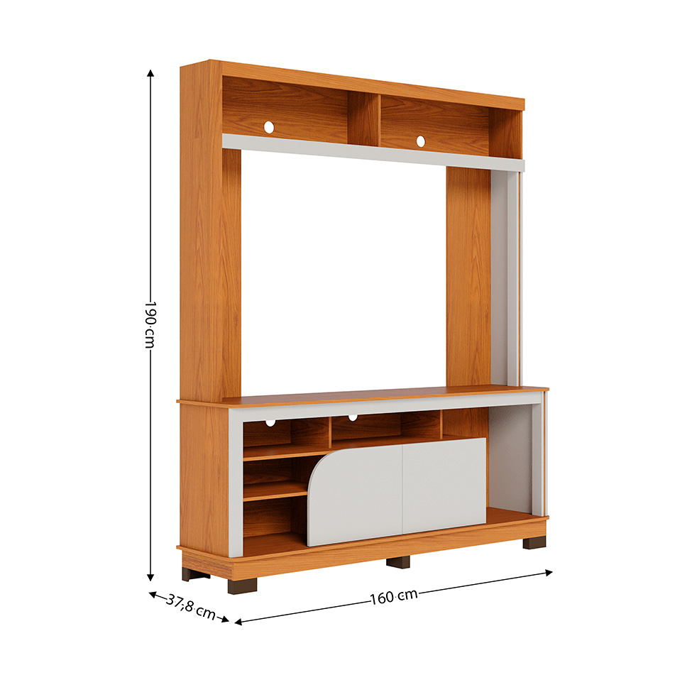 Estante para Home Theater e TV até 65 Polegadas Belaya 2 Portas Freijó e Off White