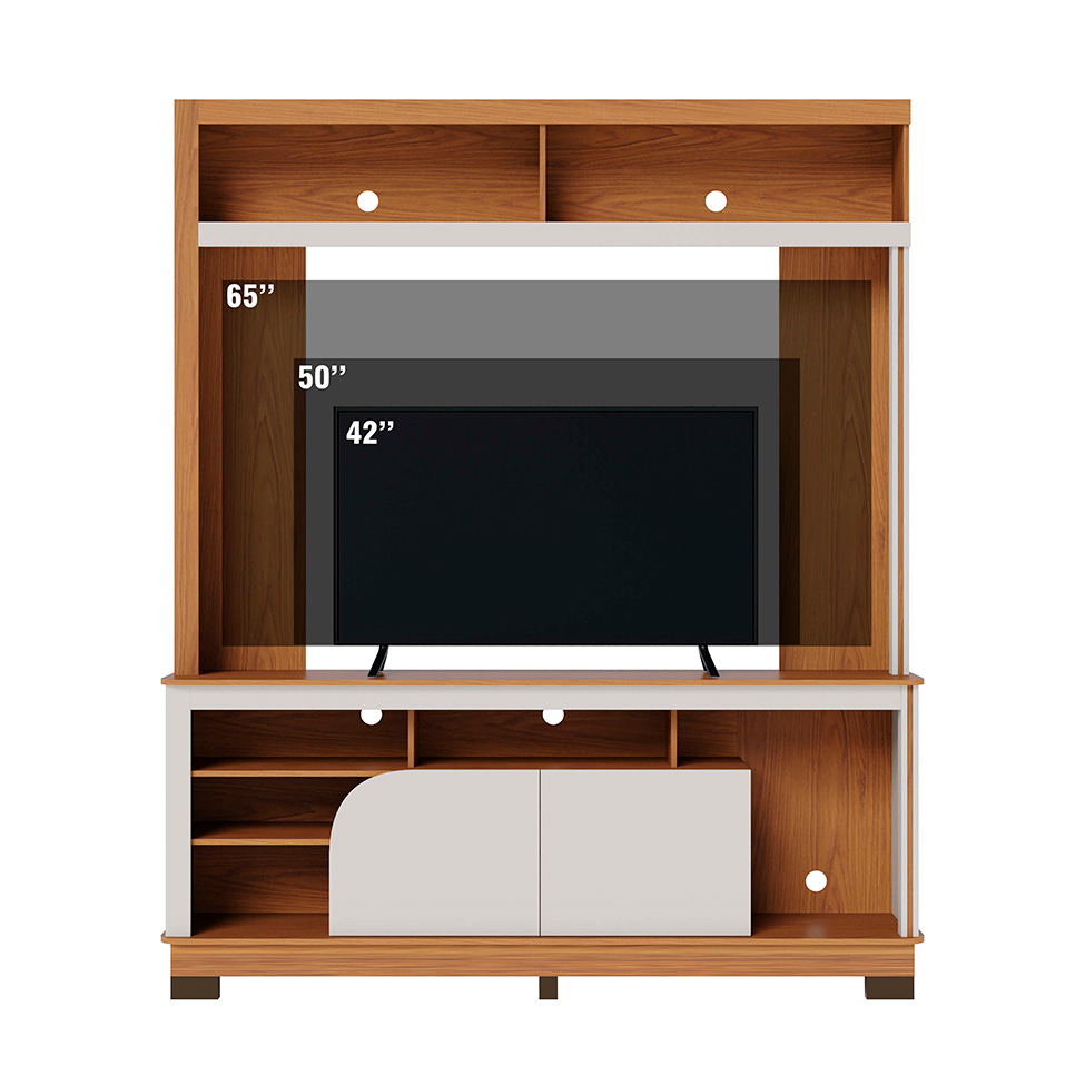Estante para Home Theater e TV até 65 Polegadas Belaya 2 Portas Freijó e Off White