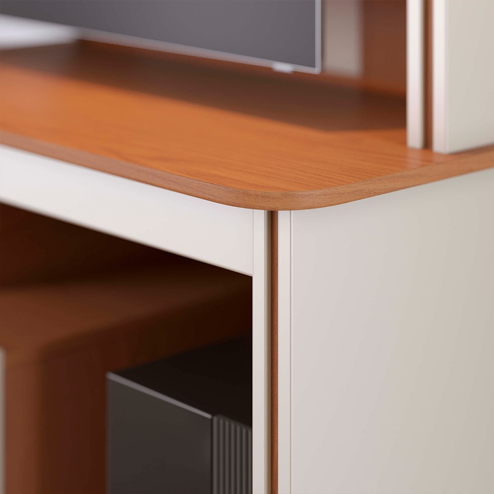 Estante para Home Theater e TV até 65 Polegadas Belaya 2 Portas Freijó e Off White